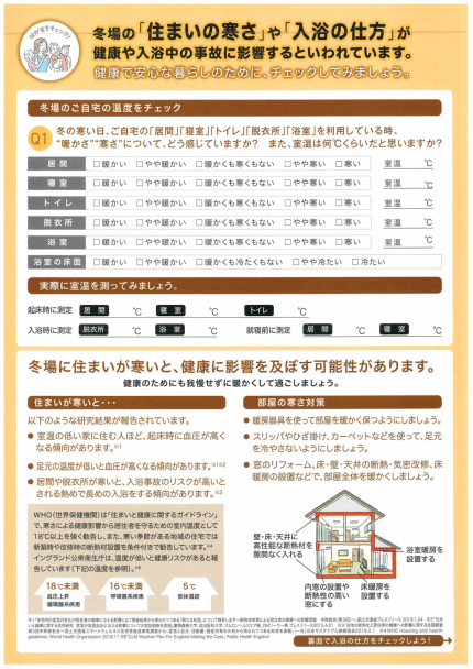 冬場の入浴の仕方チェック